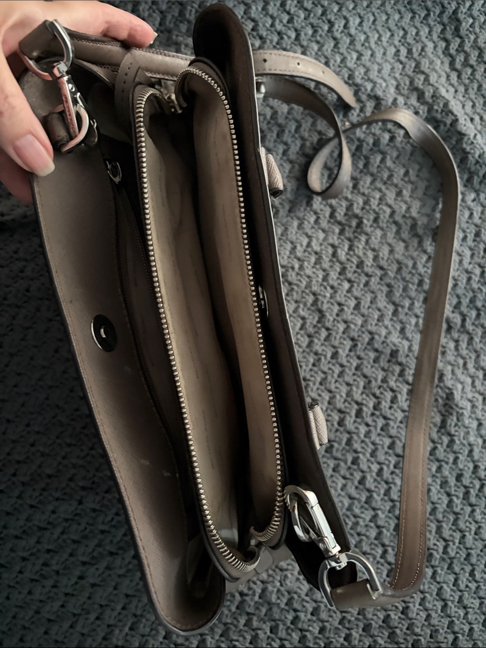 Michael Kors Taupe Brown Saffiano Dome Satchel - Picture 4 of 4